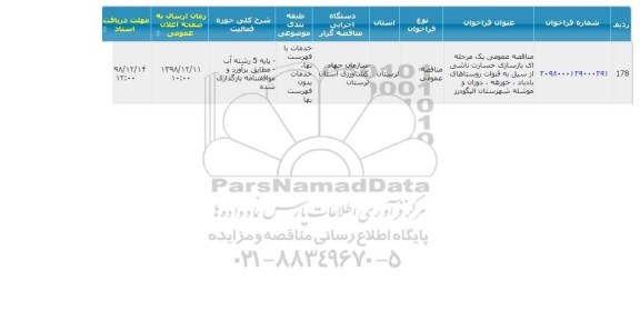 مناقصه بازسازی خسارت ناشی از سیل به قنوات