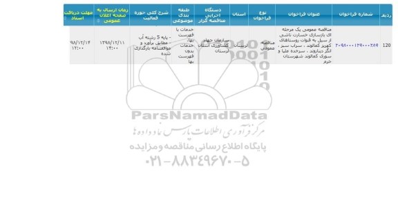 مناقصه  بازسازی خسارت ناشی از سیل