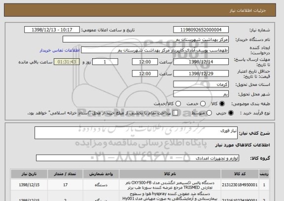 استعلام نیاز فوری 