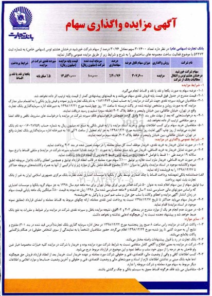 مزایده ,  مزایده واگذاری سهام