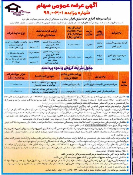 مزایده ، مزایده فروش سهام