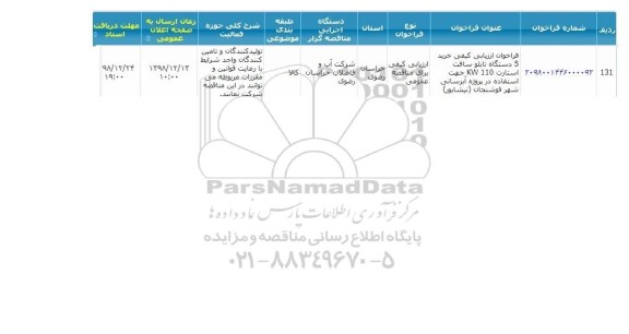 مناقصه خرید 5 دستگاه تابلو سافت استارت