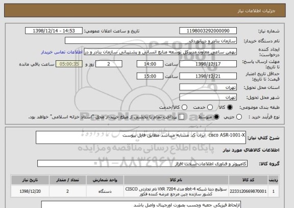 استعلام cisco ASR-1001-X ایران کد مشابه میباشد مطابق فایل پیوست