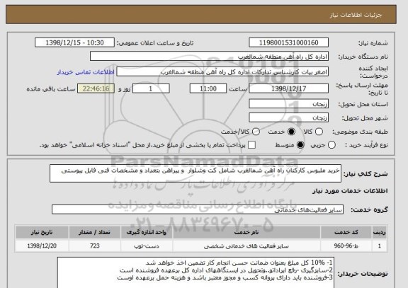 استعلام خرید ملبوس کارکنان راه آهن شمالغرب شامل کت وشلوار و پیراهن بتعداد و مشخصات فنی فایل پیوستی