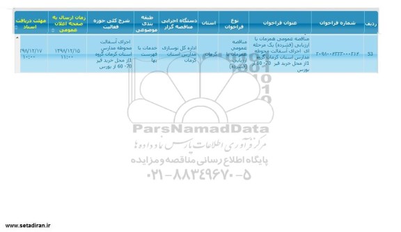 مناقصه اجرای آسفالت 