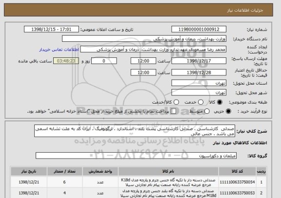 استعلام صندلی  کارشناسی . صندلی کارشناسی پشت بلند . استاندارد . ارگونومیک . ایران کد به علت تشابه اسمی می باشد . جنس عالی 