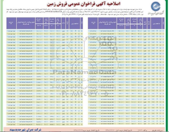 مزایده مزایده فروش زمین کاربریهای تجاری ، درمانی و مختلط