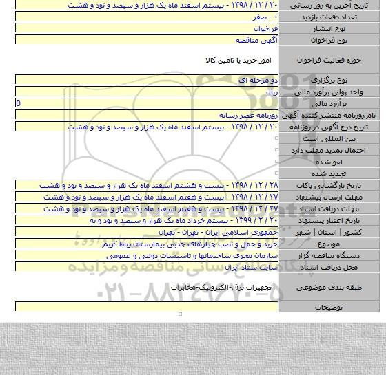 خرید و حمل و نصب چیلرهای جذبی بیمارستان رباط کریم