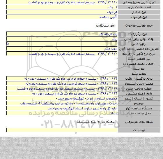 احداث و بهسازی راه روستایی ۱- دم کره مرادی پراشکفت ۲- چشمه رقات