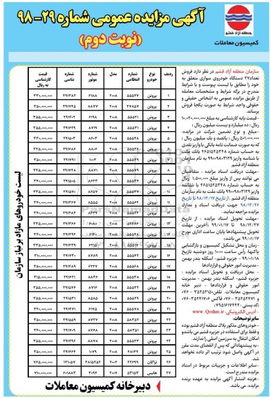مزایده ، مزایده فروش تعداد 27 دستگاه خودروی سواری- نوبت دوم