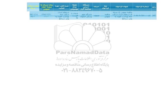 مناقصه,مناقصه عمومی بک مرحله ای استعلام احداث اسکلت خانه بهداشت