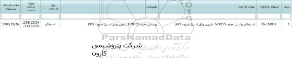 استعلام پوشش مخزن 