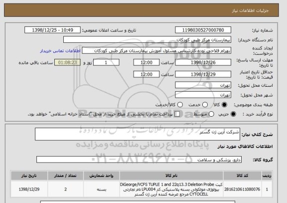 استعلام شرکت آرین ژن گستر