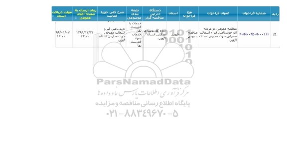 مناقصه, مناقصه خرید، تامین قیر و آسفالت مصرفی جهت مدارس استان  