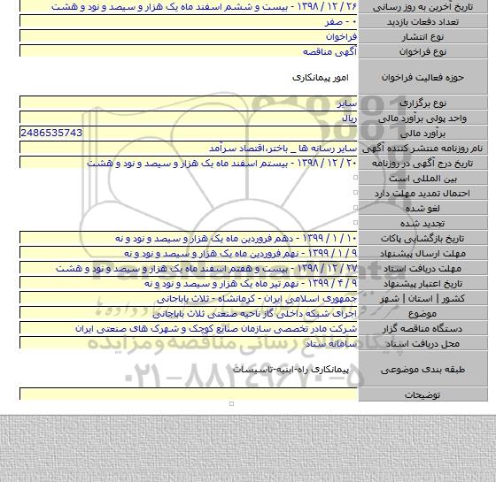 اجرای شبکه داخلی گاز ناحیه صنعتی ثلاث باباجانی