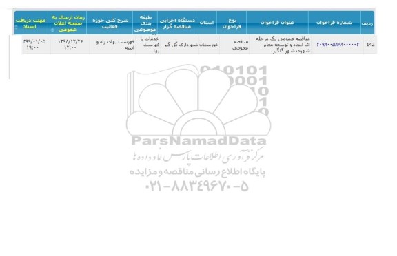 مناقصه ایجاد و توسعه معابر شهری 