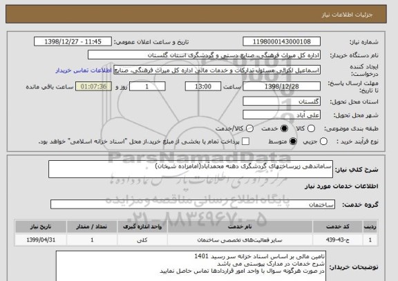 استعلام ساماندهی زیرساختهای گردشگری دهنه محمدآباد(امامزاده شیخان)