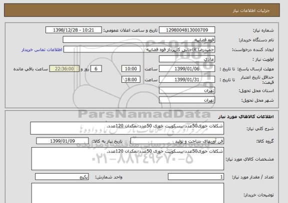 استعلام شکلات خوری50عدد؛بیسکوییت خوری 50عدد؛نمکدان 120عدد.