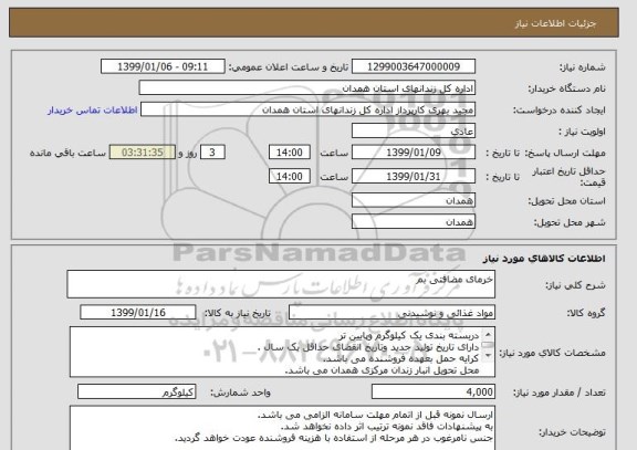 استعلام خرمای مضافتی بم
