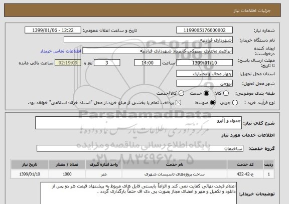 استعلام جدول و |آبرو