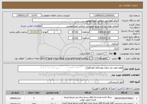 استعلام لوازم مورد نیاز جهت بهسازی مهدکودک