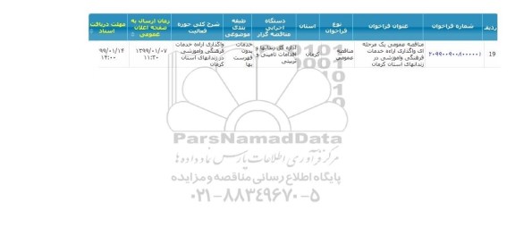 مناقصه, مناقصه واگذاری ارایه خدمات فرهنگی و آموزشی