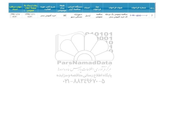 مناقصه, مناقصه  خرید کفپوش بتنی 