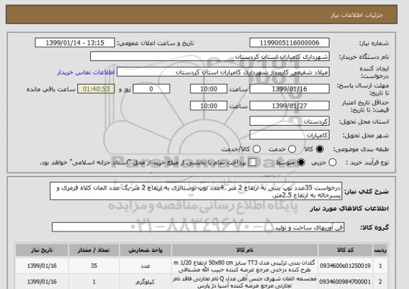 استعلام درخواست 35عدد توپ بتنی به ارتفاع 2 متر .4عدد توپ نوستالژی به ارتفاع 2 متر-یک عدد المان کلاه قرمزی و پسرخاله به ارتفاع 2.5متر.