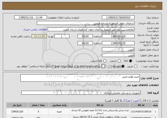 استعلام خرید لوازم تحریر