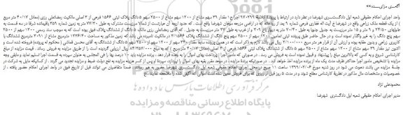 مزایده، مزایده فروش مقدار 39 سهم مشاع از 1200 سهم مشاع از 2500 سهم 5 دانگ از ششدانگ پلاک ثبتی 1566 فرعی از 3 اصلی