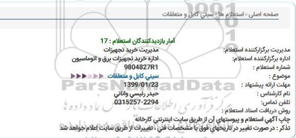 استعلام, استعلام سینی کابل و متعلقات 