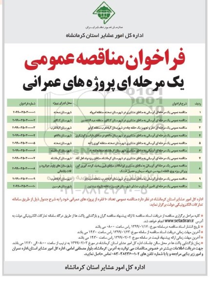 فراخوان, فراخوان مناقصه آبرسانی به مناطق عشایری در شهرستان و....