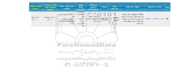 مناقصه بازسازی خسارت ناشی از سیل به جاده 
