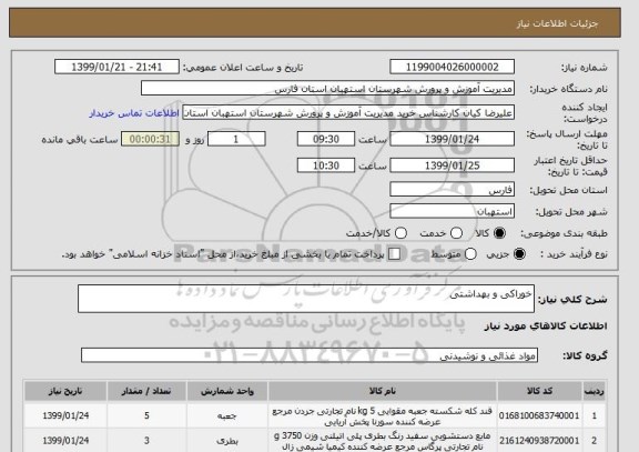 استعلام خوراکی و بهداشتی