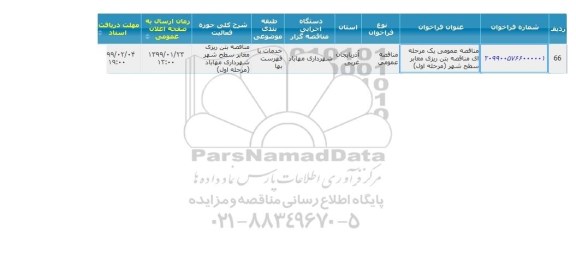 مناقصه ، مناقصه بتن ریزی معابر سطح شهر 