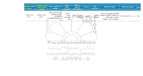  مناقصه عمومی , مناقصه بکارگیری نیروهای خدماتی جهت امور شهرداری