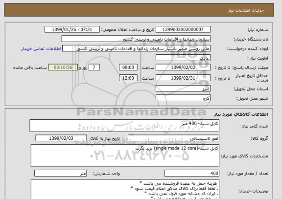 استعلام کابل شبکه 400 متر
