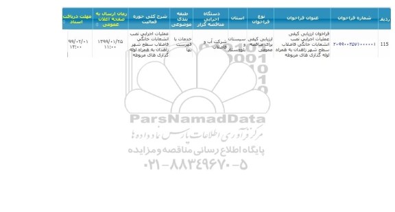 فراخوان ارزیابی کیفی عملیات اجرای نصب انشعابات خانگی فاضلاب., سامانه تدارکات الکترونیکی دولت 