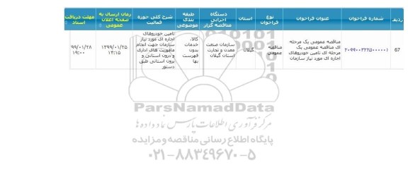 مناقصه تامین خودروهای اجاره ای مورد نیاز سازمان