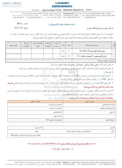 استعلام, استعلام ورق آجدار آلومینیوم 