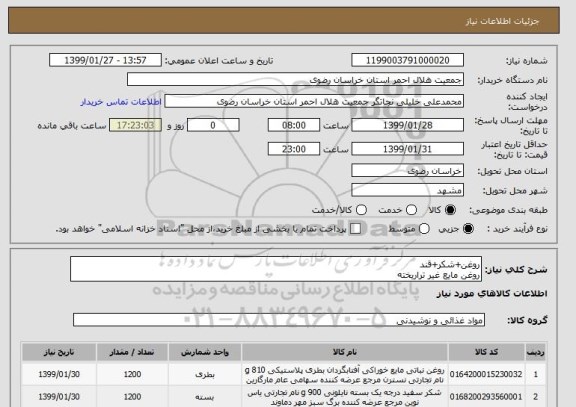 استعلام روغن+شکر+قند
روغن مایع غیر تراریخته