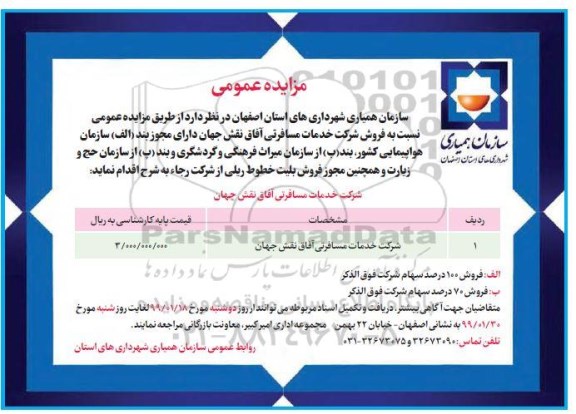 مزایده فروش سهام