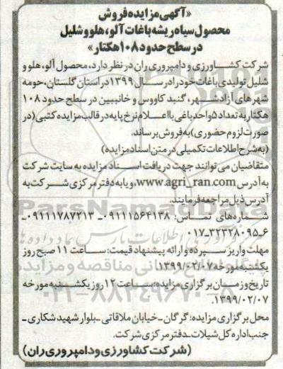 مزایده, مزایده فروش محصول سیاه ریشه باغات آلو