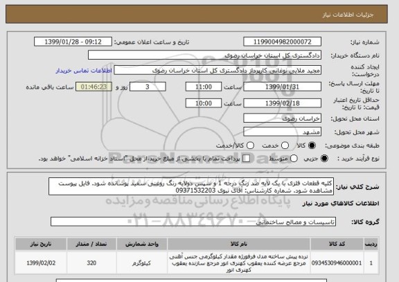 استعلام کلیه قطعات فلزی با یک لایه ضد زنگ درجه 1 و سپس دولایه رنگ روغنی سفید پوشانده شود. فایل پیوست مشاهده شود. شماره کارشناس: آقای نبوی 09371532203