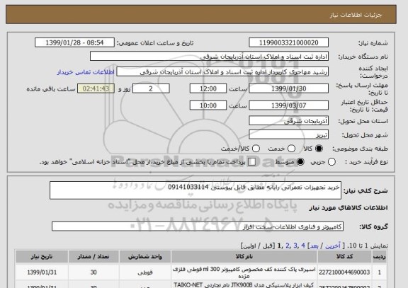 استعلام خرید تجهیزات تعمراتی رایانه مطابق فایل پیوستی 09141033114