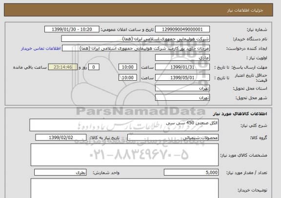 استعلام الکل صنعتی 450 سی سی