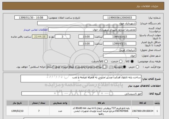 استعلام ساخت پایه تابلوی هدایت مسیر صلیبی به همراه عرشه و نصب 