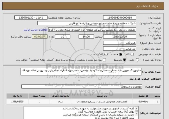استعلام مانیتورینگ.دوربین های مداربسته قراردادنگهداری وتعمیرات.نصب وراه اندازی.انجام بازدیدوسرویس های دوره ای