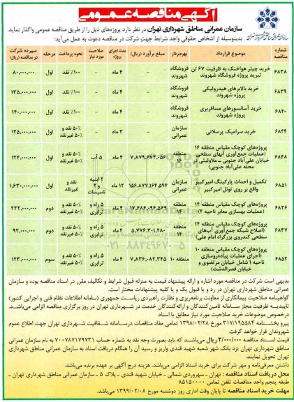 آگهی مناقصه عمومی ,مناقصه خرید چیلر هواخنک به ظرفیت 67 تن تبرید... 