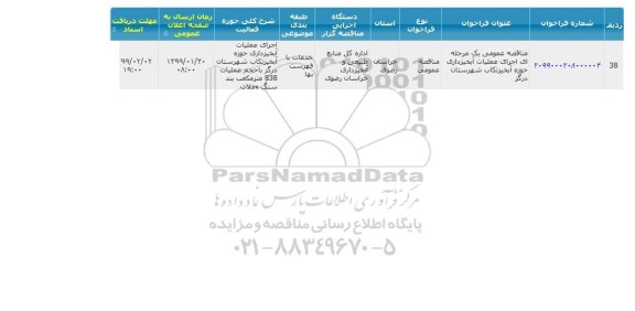 مناقصه اجرای عملیات آبخیزداری حوزه آبخیز